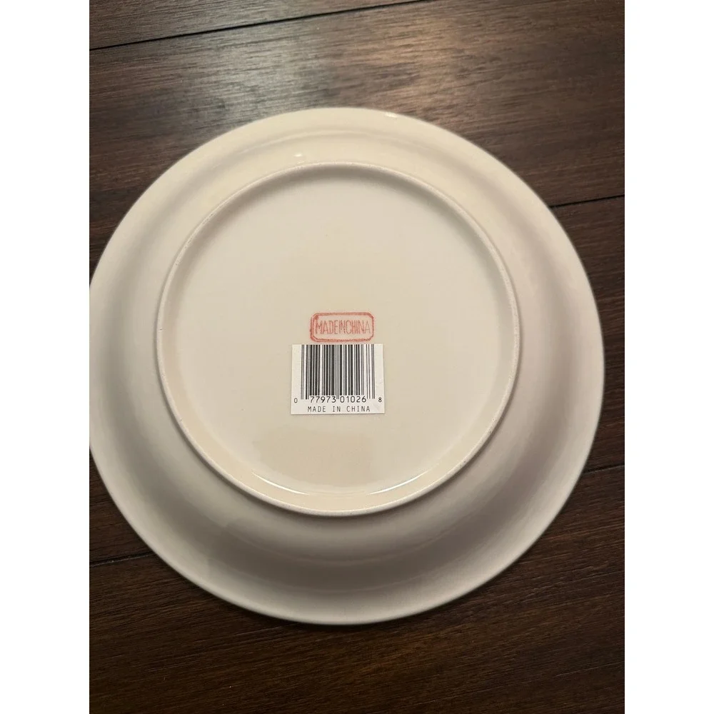 Vintage Cherry Pie Recipe Ceramic Pie Plate Scalloped Rim 10 Inch White Dish